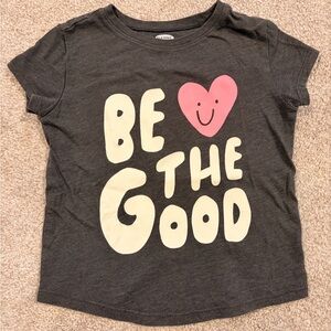 Old Navy Charcoal Tee with Pink Heart and Cream Graphic
